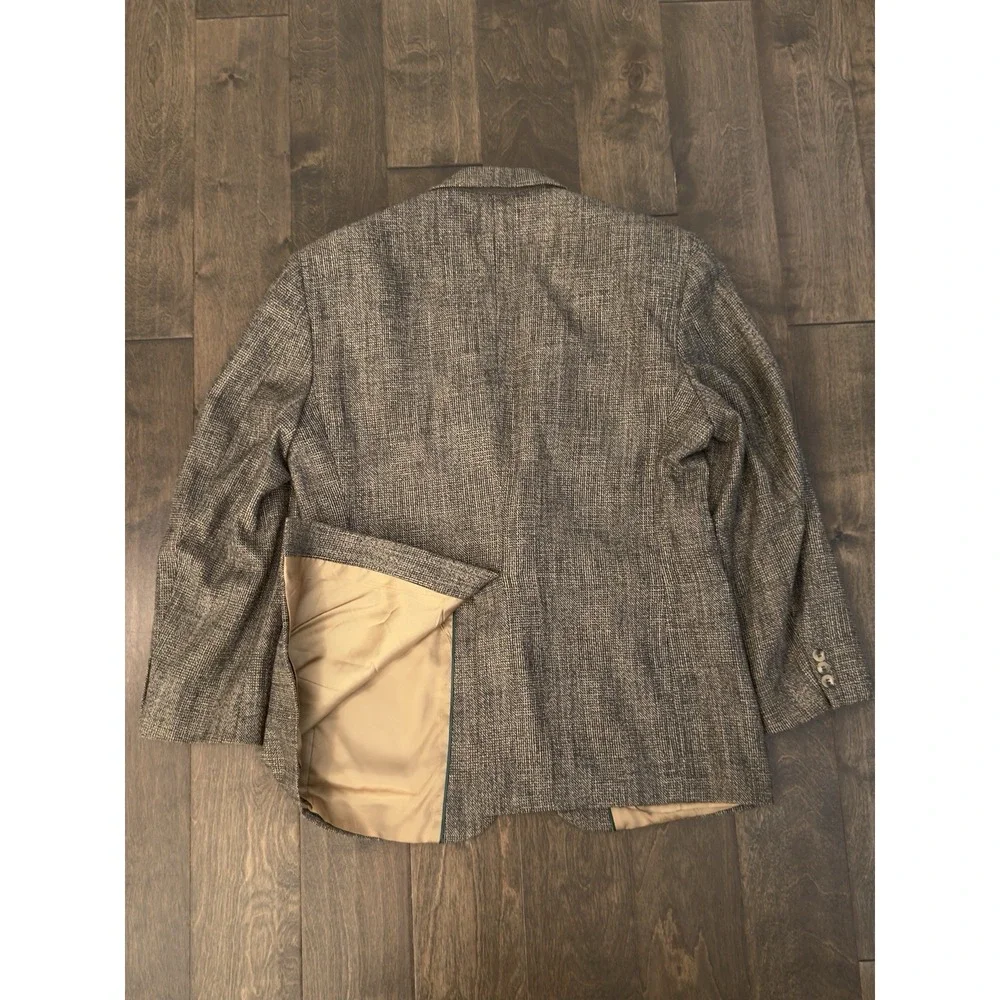 Haggar Gallery Mens Wool Blend Beige Tweed Blazer Jacket Made In USA Size 44R‎